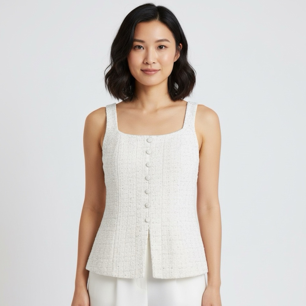 Host Pick! 💖🎊 Cream Sleeveless Sequin Top - Picture 3 of 6